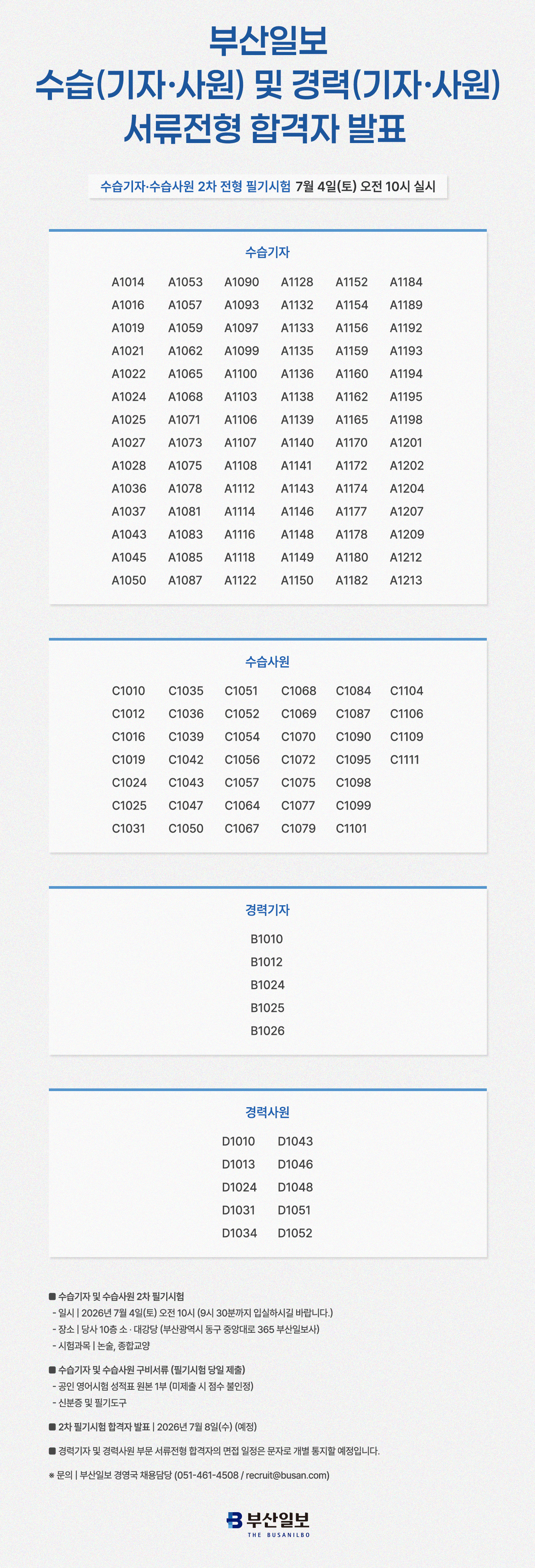 1차 서류합격자 발표